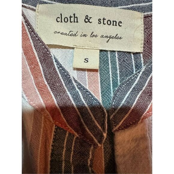 Cloth & Stone Sunburst Fray Button Down Linen Blend Sleeveless Shirt Dress Sz S - Picture 10 of 11